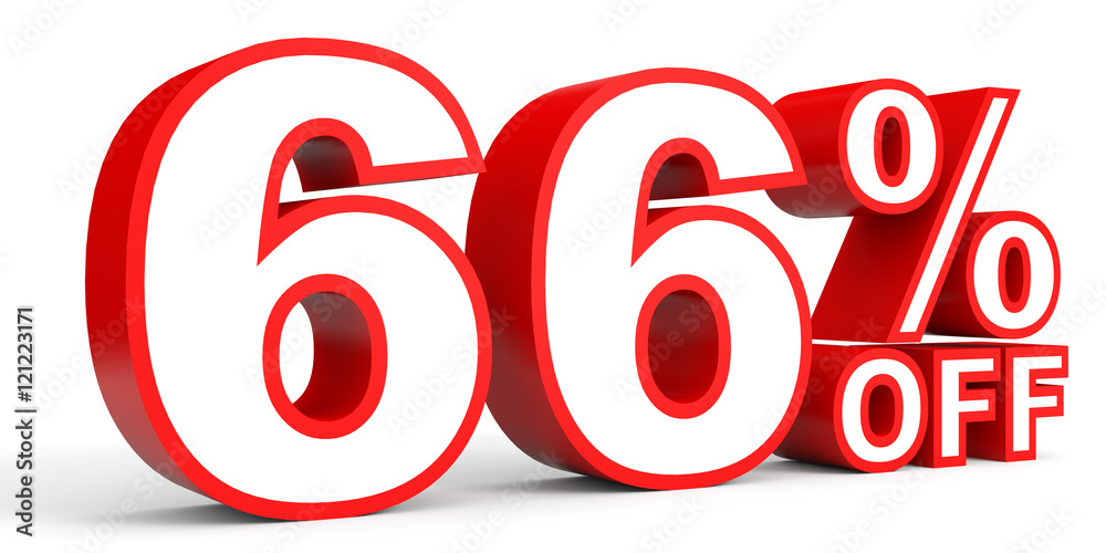 Discount 66 percent off. 3D illustration on white background. Discount 66 percent off. 3D illustration on white background.