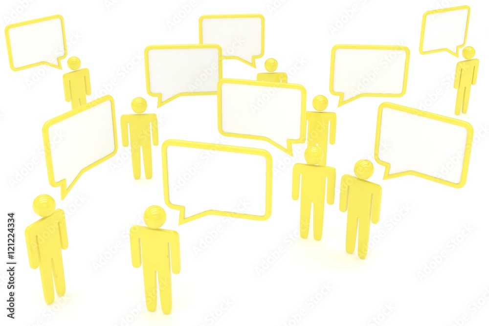 people with talk bubbles isolated over a white background. 3d rendering. people with talk bubbles isolated over a white background. 3d rendering.
