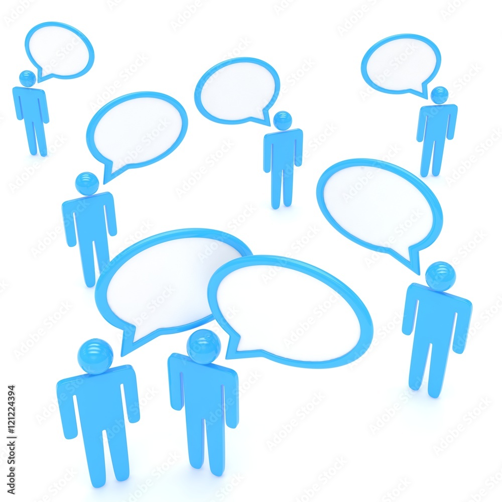 people with talk bubbles isolated over a white background. 3d rendering. people with talk bubbles isolated over a white background. 3d rendering.
