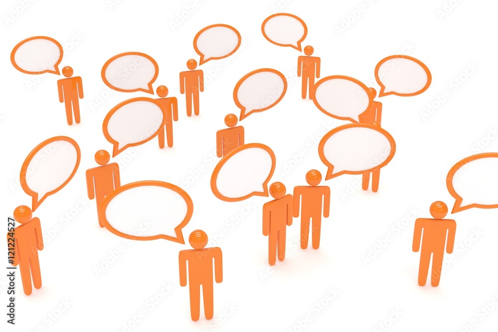 people with talk bubbles isolated over a white background. 3d rendering. people with talk bubbles isolated over a white background. 3d rendering.