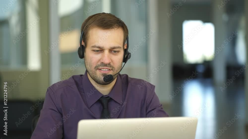call center agent speaking with costumer call center agent speaking with costumer