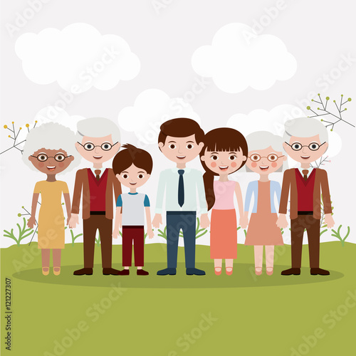 Mother father son and grandparents icons.  Family generation and relationship theme. Colorful design. Vector illustration