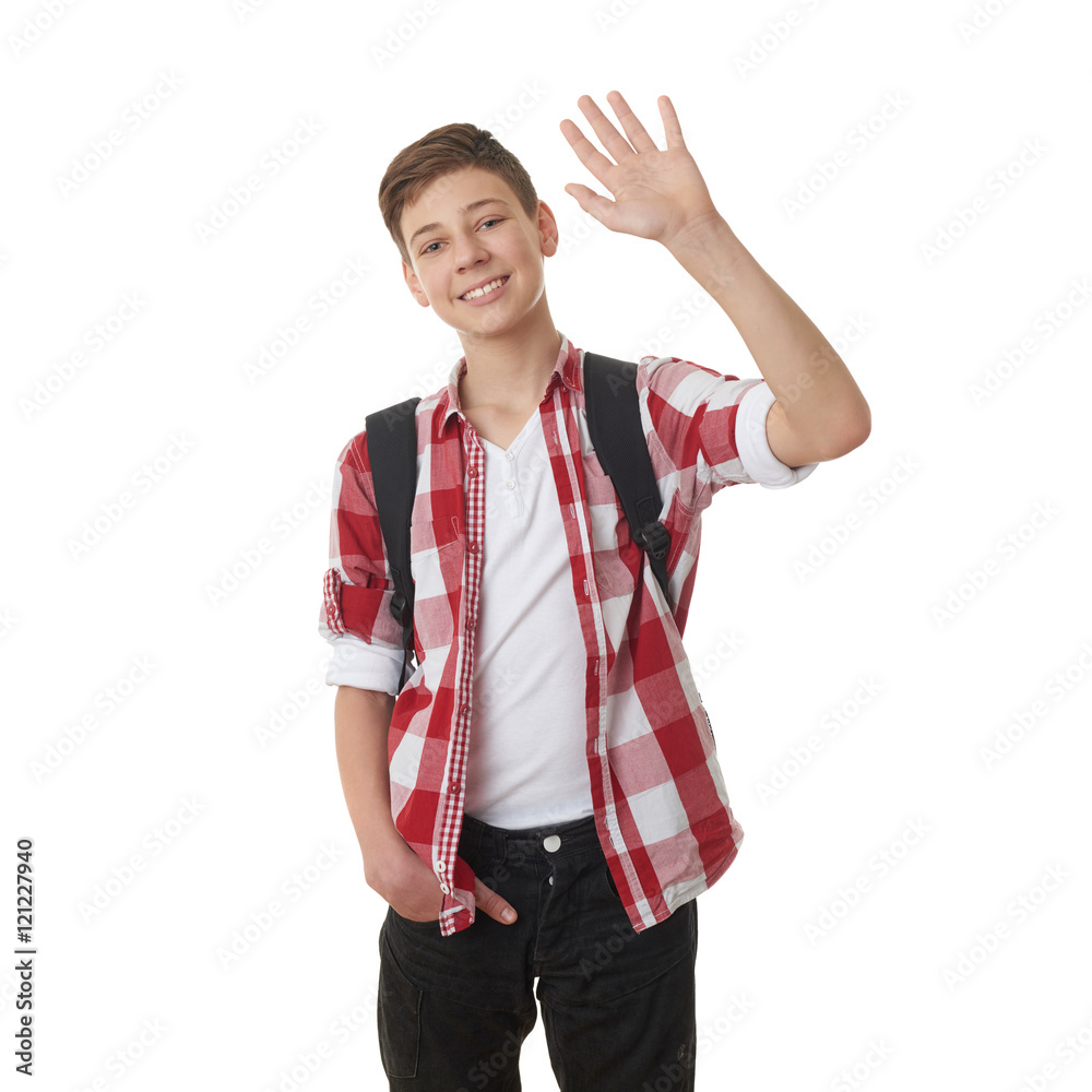 Cute teenager boy over white isolated background Cute teenager boy over white isolated background