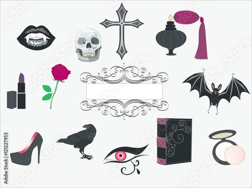 Set of gothic elements - vector icons
