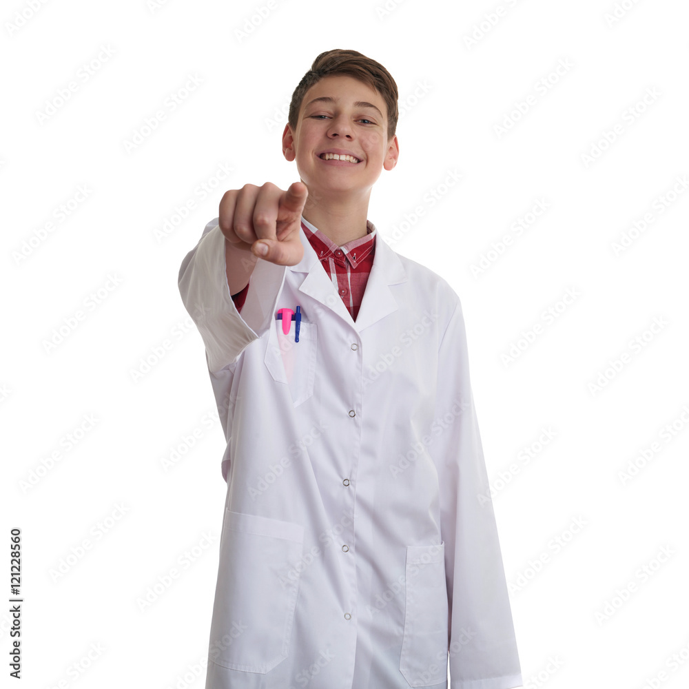 Cute teenager boy over white isolated background