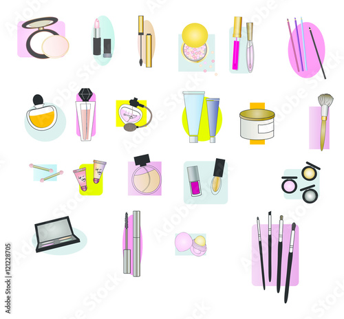 Set of makeup and cosmetic elements,  make up icons and elements