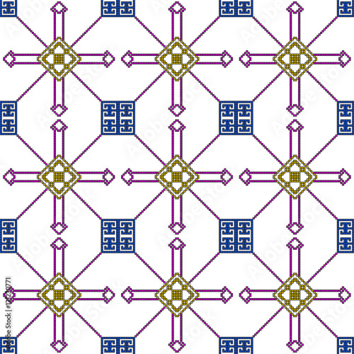scheme for embroidery abstract floral pattern, made of pixels. Vector illustration.