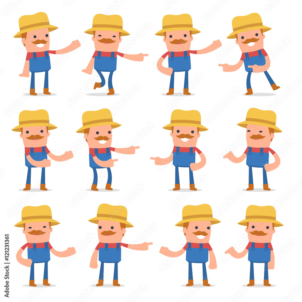 Set of Active and Positive Character Farmer making presentation Set of Active and Positive Character Farmer making presentation