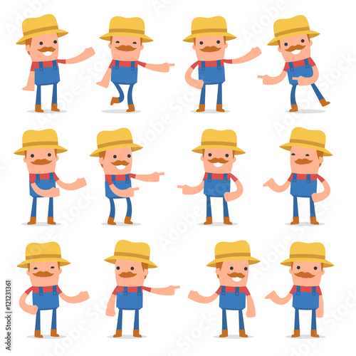 Set of Active and Positive Character Farmer making presentation