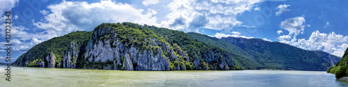 Spectacular view of Danube river flowing trough rocky mountains
