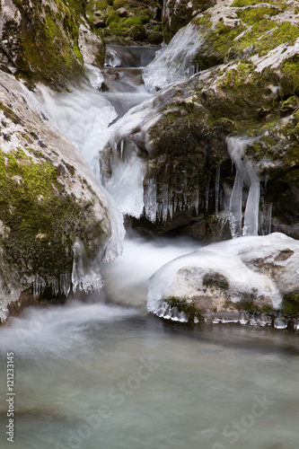 Frozen Waterfall and Icicle in the winter