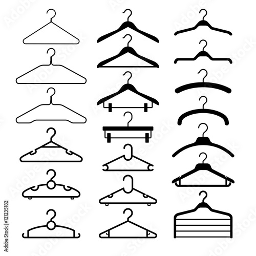Clothes hanger silhouette collection. Vector illustration