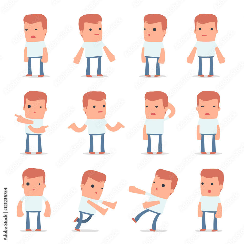 Set of Confused and Sad Character Casual Boy in ignorance poses Set of Confused and Sad Character Casual Boy in ignorance poses