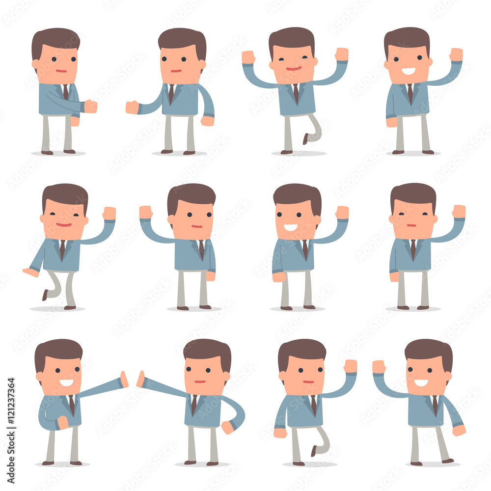 Set of Funny and Cheerful Character Graduate Student welcomes po