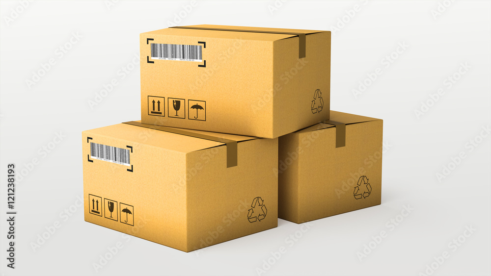 Fototapeta premium Cardboard boxes isolated over white background
