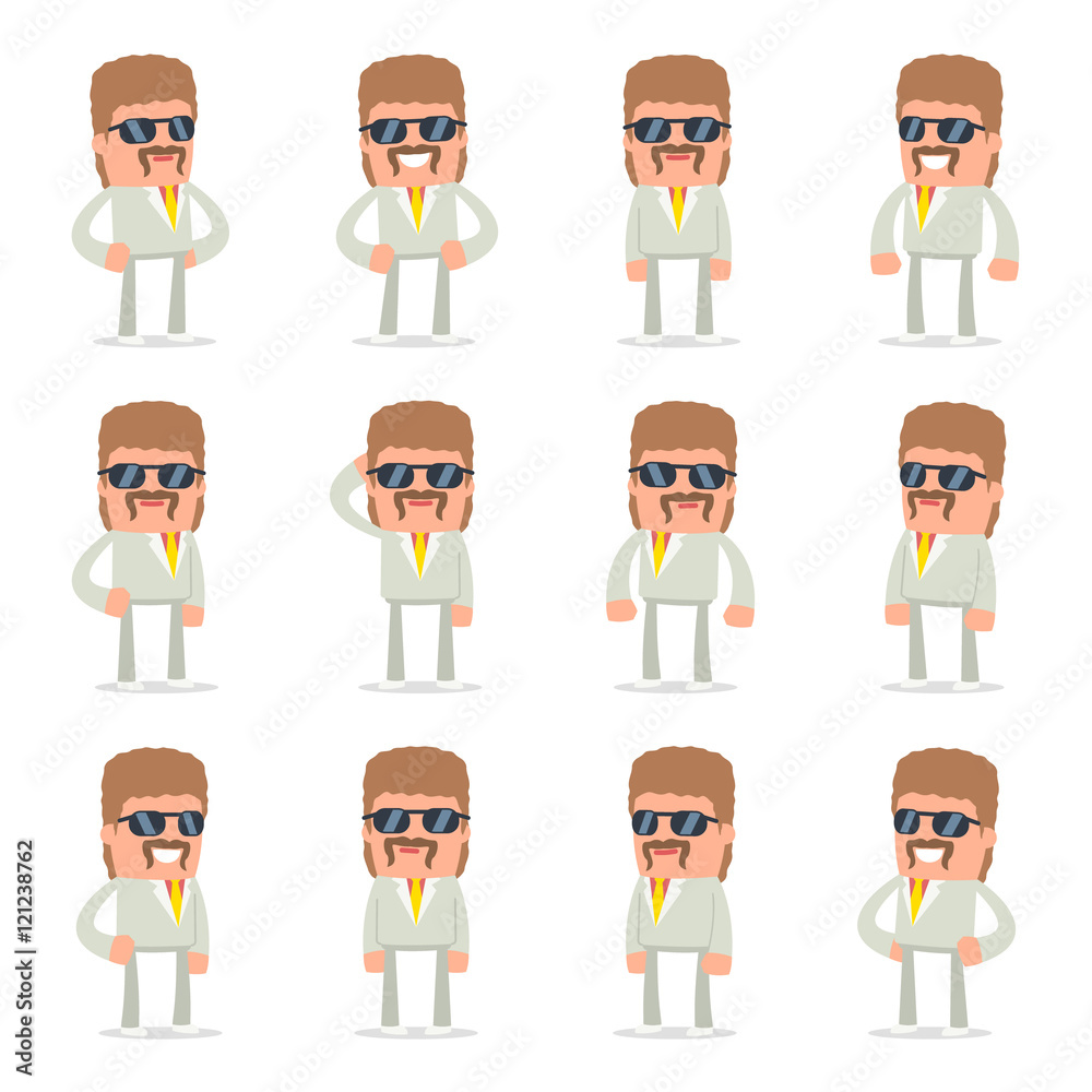 Set of Happy and Cheerful Character Impudent Reseller standing i Set of Happy and Cheerful Character Impudent Reseller standing i
