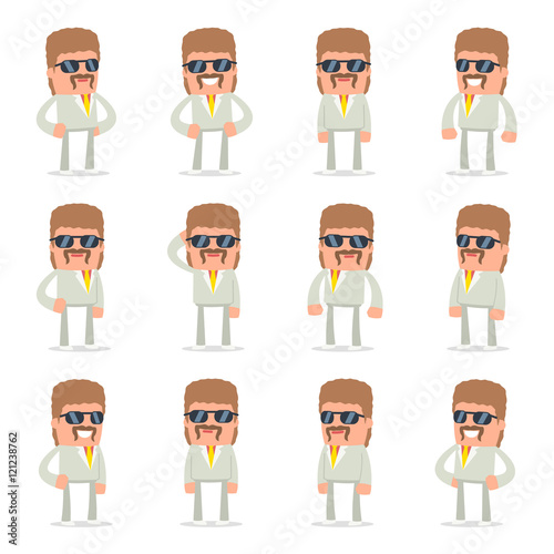 Set of Happy and Cheerful Character Impudent Reseller standing i