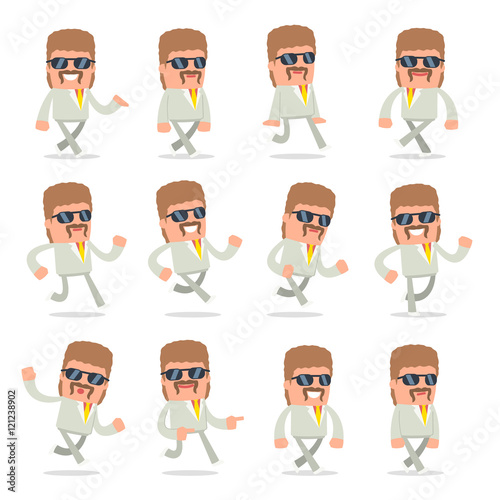Set of Funny and Cheerful Character Impudent Reseller goes and r