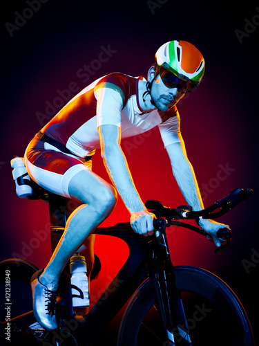 man cyclist cycling bicycle triathlon isolated