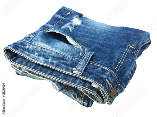Blue jean trousers isolated on white background