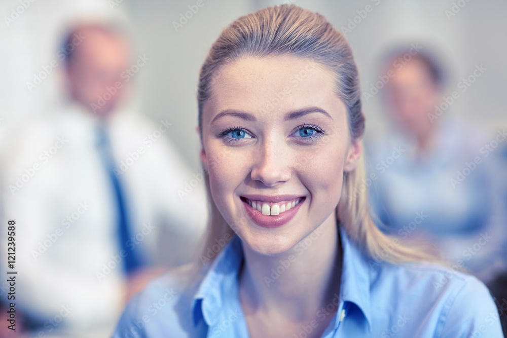 Fototapeta premium group of smiling businesspeople meeting in office