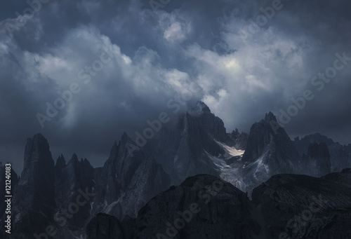Photography Dramatic and imposing mountain peaks under thick cloud