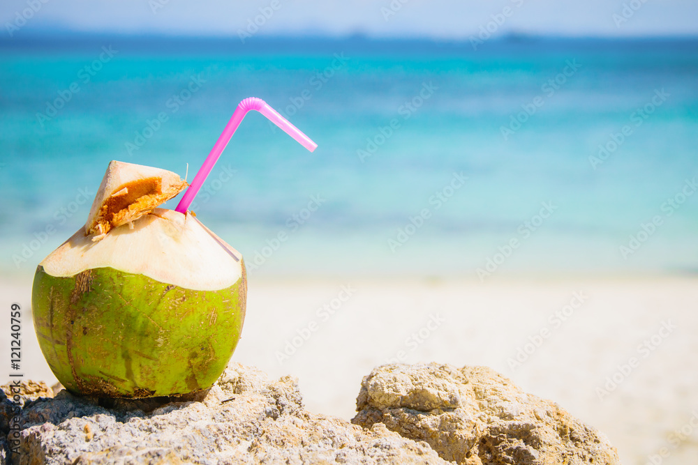 Coconut cocktai on a tropical beach Coconut cocktai on a tropical beach