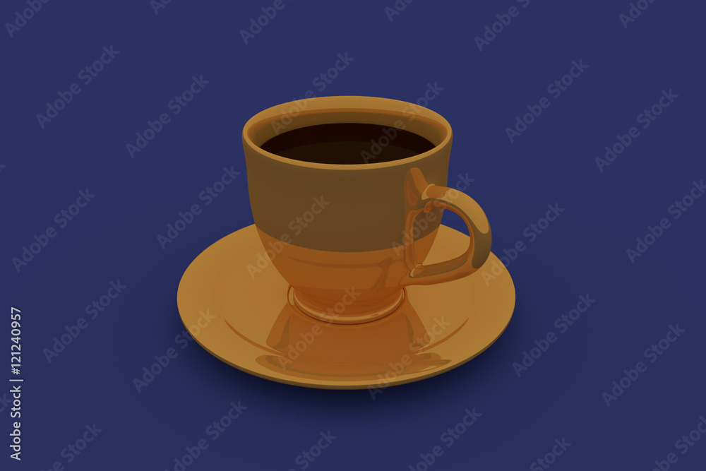 3D-Rendering von einer einzelnen Kaffeetasse mit Untertasse 3D-Rendering von einer einzelnen Kaffeetasse mit Untertasse