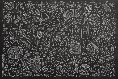 Vector doodle cartoon set of Oktoberfest objects and symbols