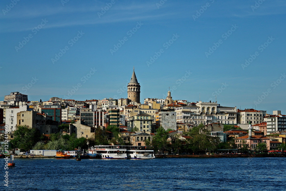 Galata Tower is located in the European part of Istanbul on a high Hill District of Galata. Istanbul, Turkey
