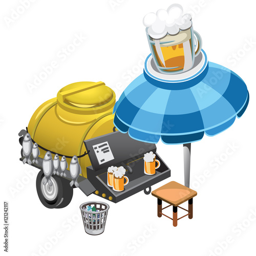 Selling beer and snacks from the barrel outdoors