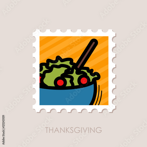 Salad bowl stamp. Harvest. Thanksgiving vector