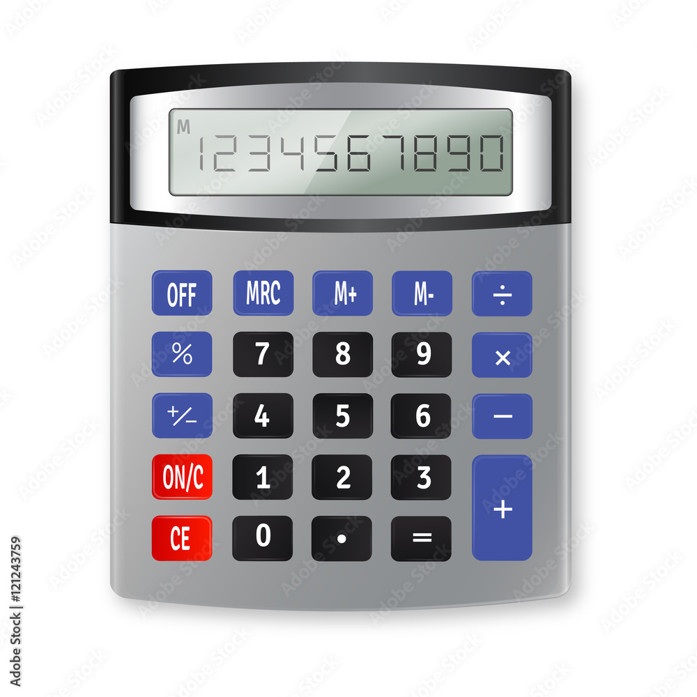 Electronic calculator vector illustration isolated on white bac Electronic calculator vector illustration isolated on white bac