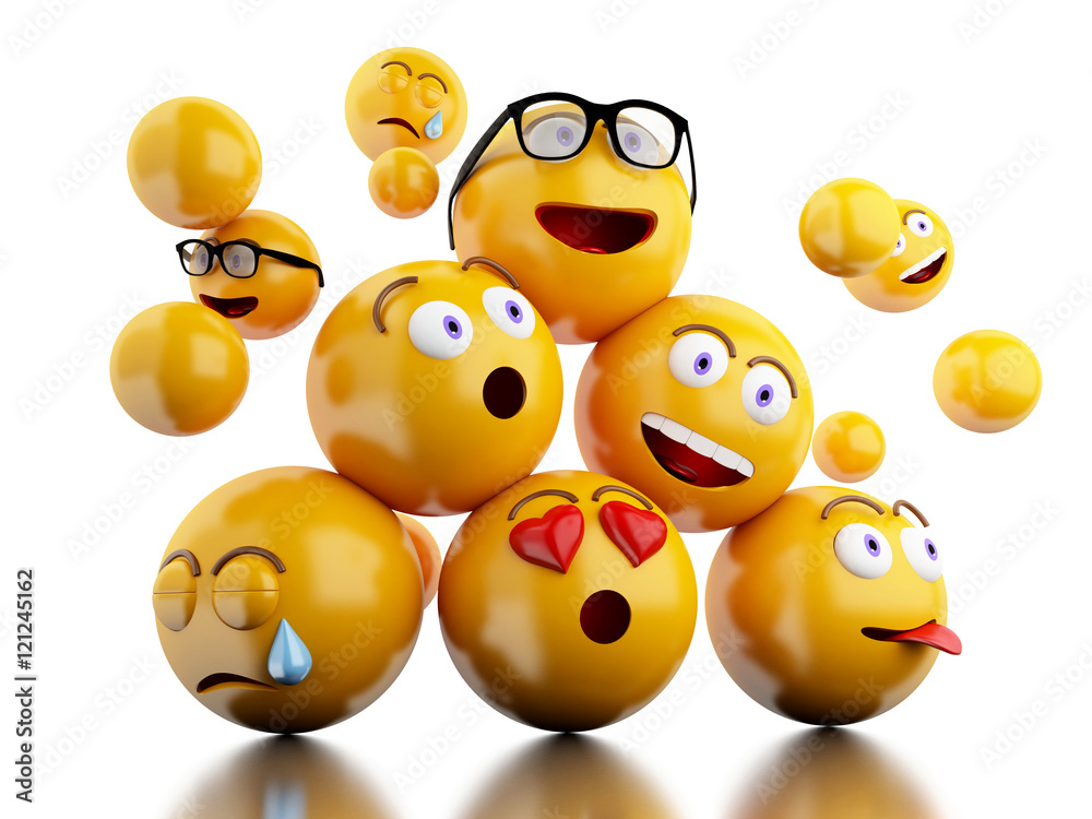 Naklejka premium 3d Emojis icons with facial expressions.