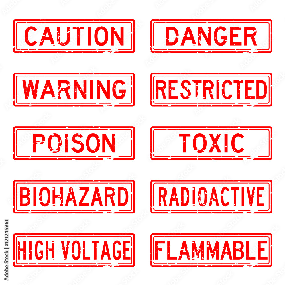 Set of grunge red rubber stamp about safety Set of grunge red rubber stamp about safety