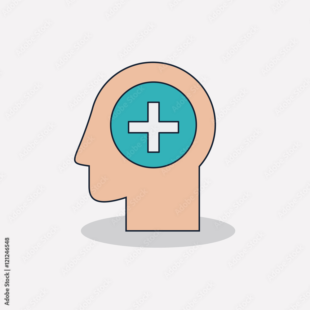 Head with cross shape icon. Medical and health care theme. Colorful design. Vector illustration Head with cross shape icon. Medical and health care theme. Colorful design. Vector illustration