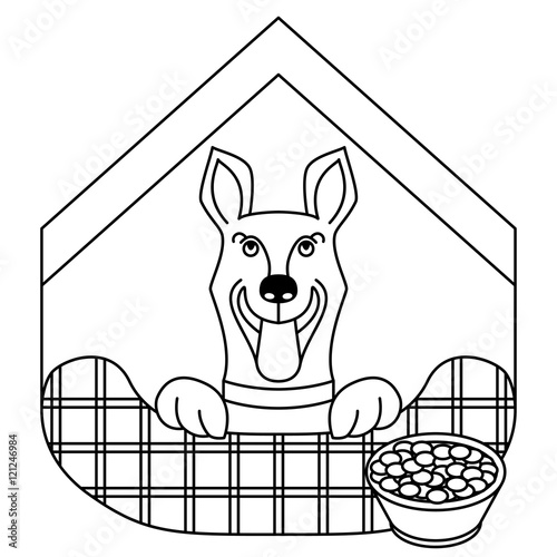 Dog house symbol. Animal rights protection concept. Hotel for dogs logo.Vector illustration for an animal shelter. Isolated background.