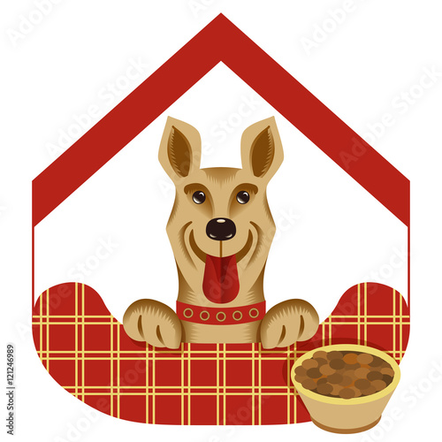 Vector illustration  of house or hotel for dogs. Animal rights protection concept.  Isolated background.