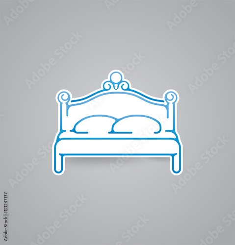 White bed icon on grey background. Vector illustration bed icon. eps10.