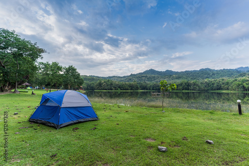 Lakeside camping for visitors at Jedkod Pongkonsao Natural Study and Ecotourism Center , Saraburi, Thailand photo