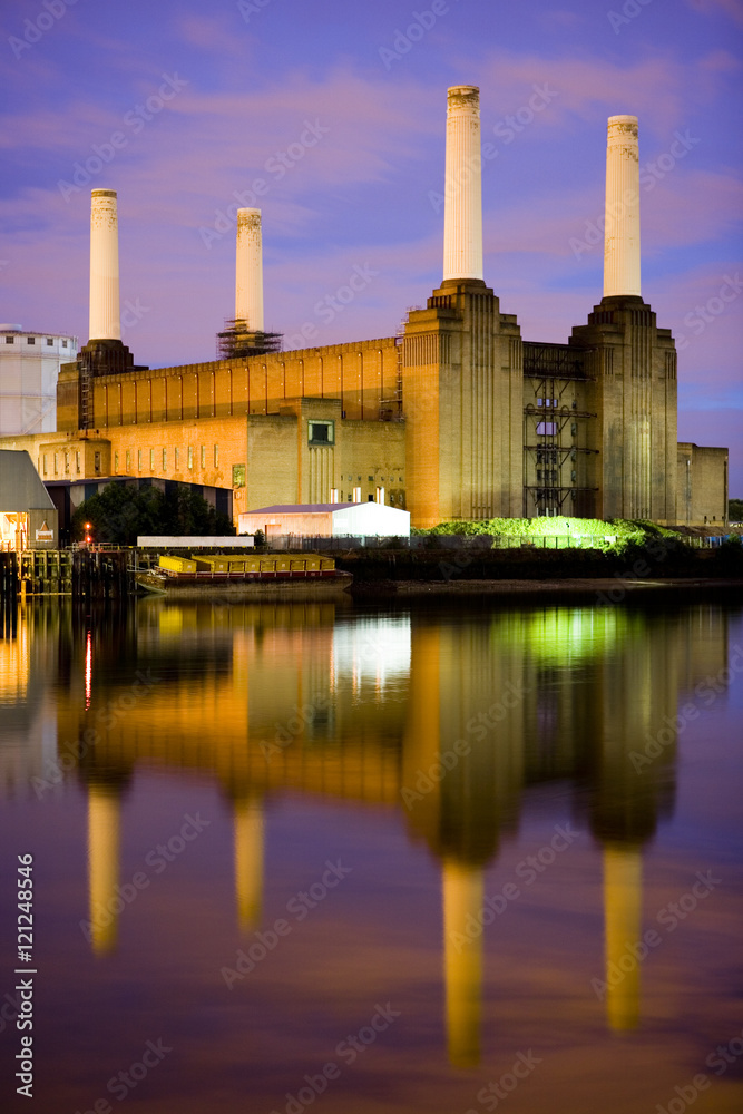 Battersea Power Station, London, at dusk