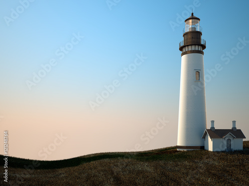 white lighthouse with a blue sky in a sunny day