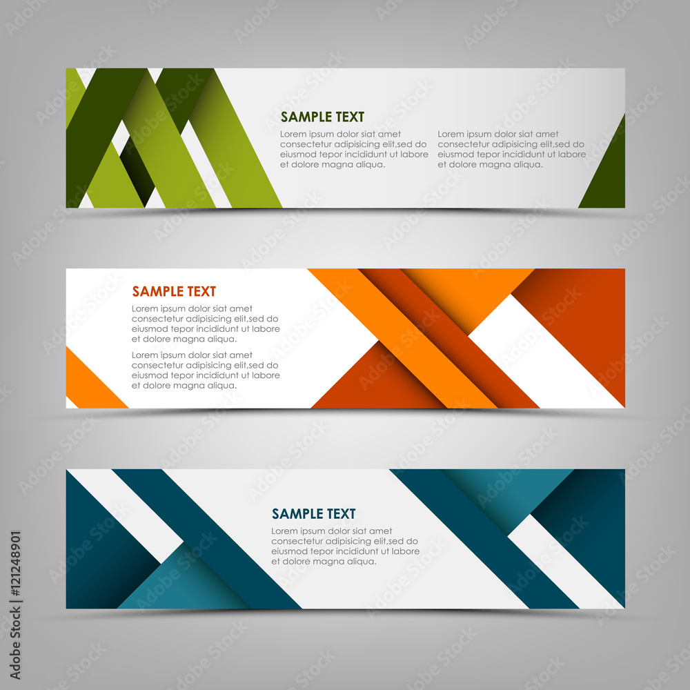 Fototapeta premium Horizontal banners with abstract colored stripes