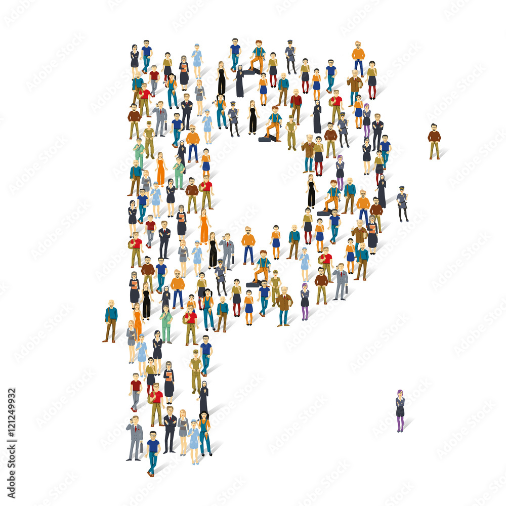 Crowded people vector alphabet figures and letters. Crowded people vector alphabet figures and letters.