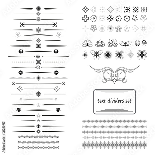 A diverse collection of vector dividers, bumpers, frames, ornaments.