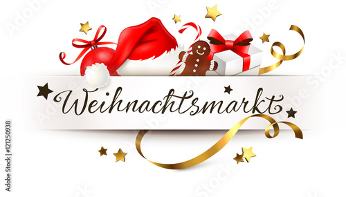 Banner mit Weihnachtsgeschenken und Typo - Weihnachtsmarkt