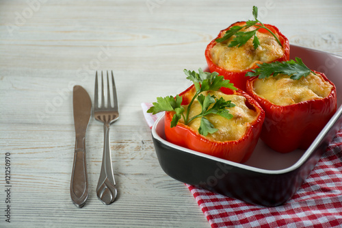 Red stuffed peppers photo