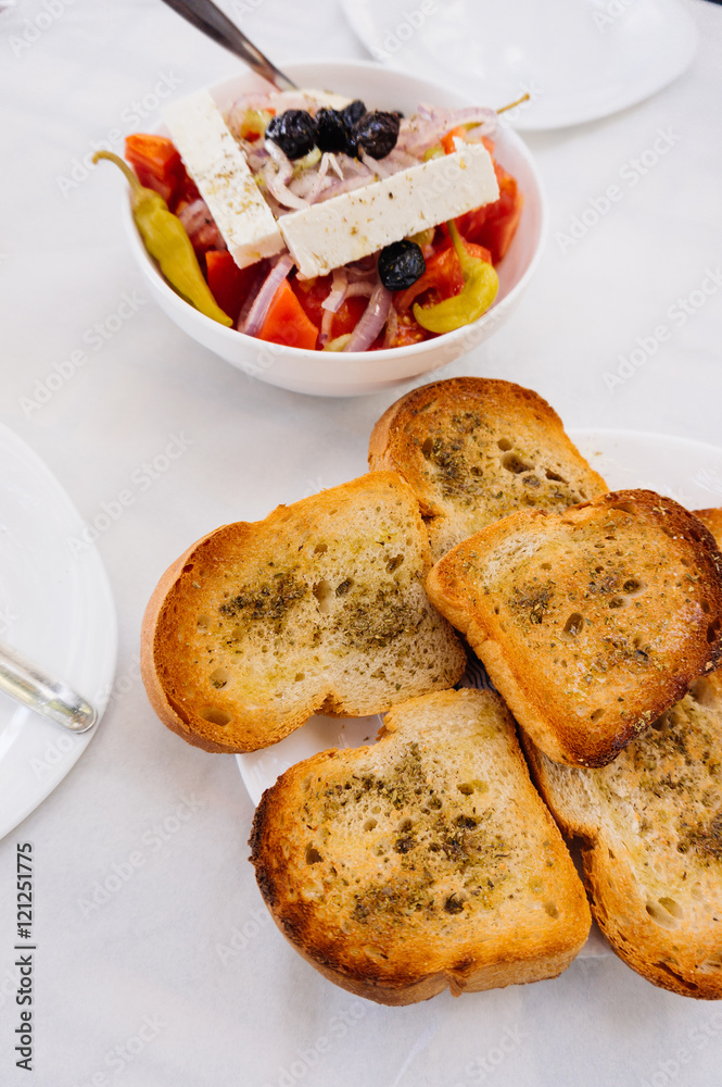 Toasted bread with olive oil Toasted bread with olive oil