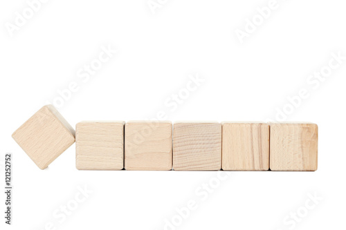 Wooden toy cubes isolated on a white