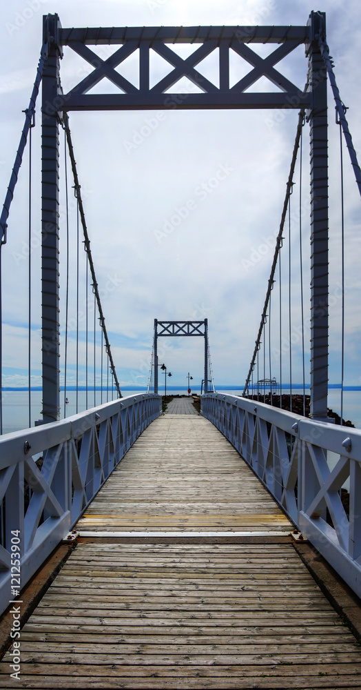 Wood and metal bridge perspective vertical